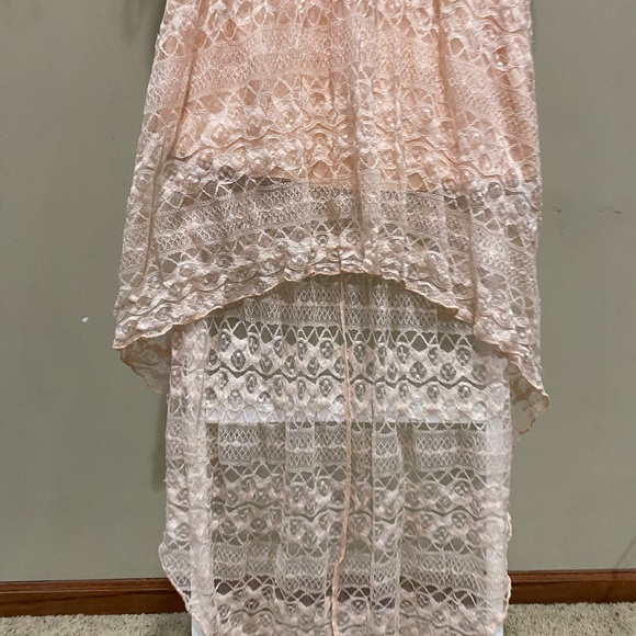 Blush Pink Lace High-Low Strapless Dress Women’s Medium - Picture 2 of 7